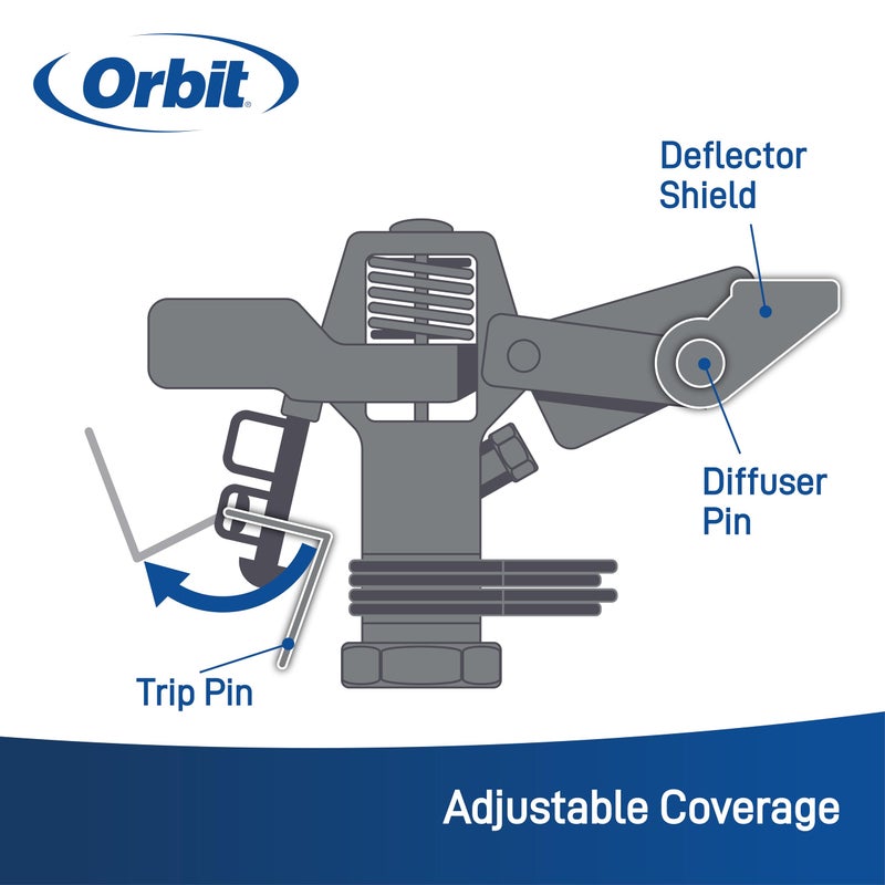Orbit 1/2 -inch Heavy-Duty Brass Impact Sprinkler on Adjustable 22-48-inch Metal Tripod Base - Image 5